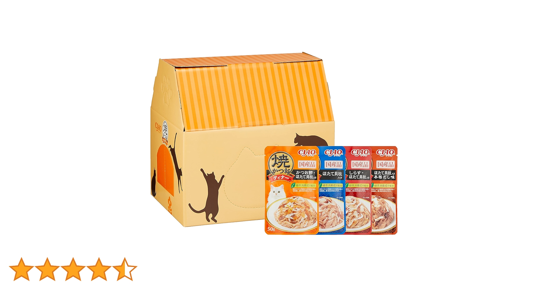 フィガロ　焼かつおディナー バラエティ 猫用4種50g×48袋x4箱 計192袋 Amazon.co.jp: Figaro(フィガロ) 焼かつおディナーバラエティ 50g×48袋